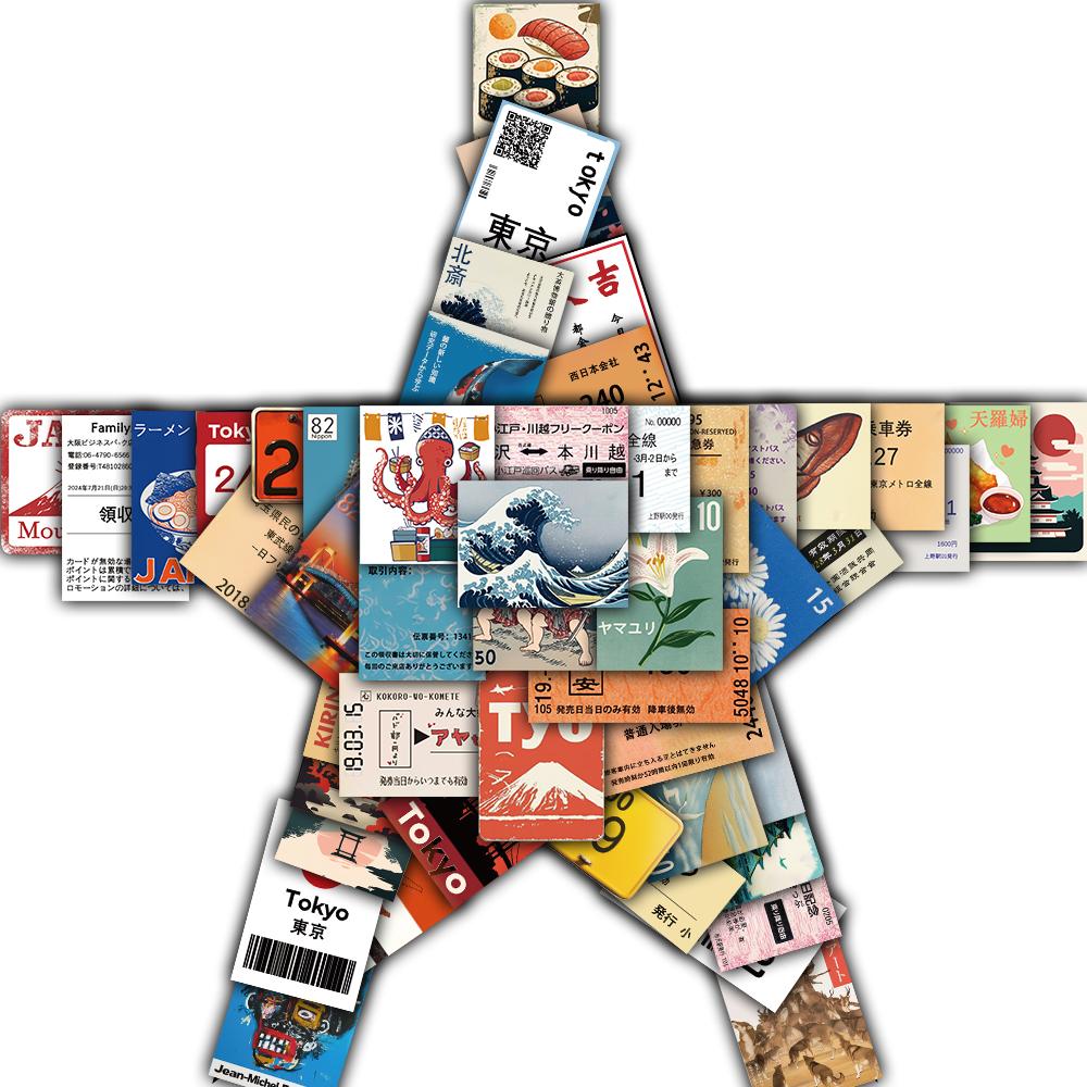 

50/100PCS Japanese Travel Culture Sticker Harajuku Cute Laptop Motorcycle Luggage Nostalgia Graffiti Coffee Paintings Stickers