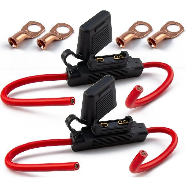 VANSIHO 18AWG Inline Fuse Holder Kits-6 Pack 18 Guage Awg With 6Pcs 3A Blade Mini Fuse/12Pcs 3:1 Heat Shrink Butt Connectors