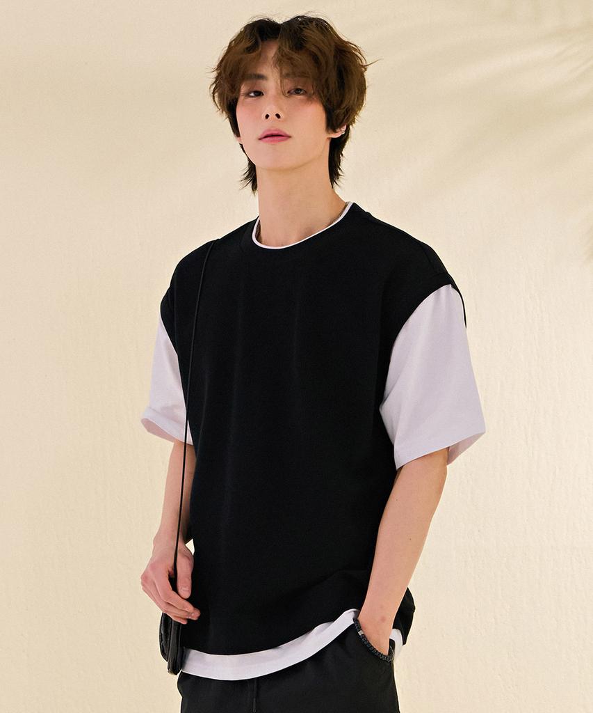 CHASECULT Men'S Layered Short Sleeve T-Shirt-Dbrk5818D03
