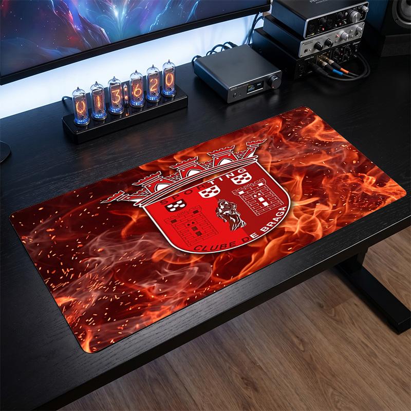 Braga FC Theme Pattern Mouse Pad, Soccer Logo Design XXL Gaming Desk Mat Non-Slip Computer Mouse Pad