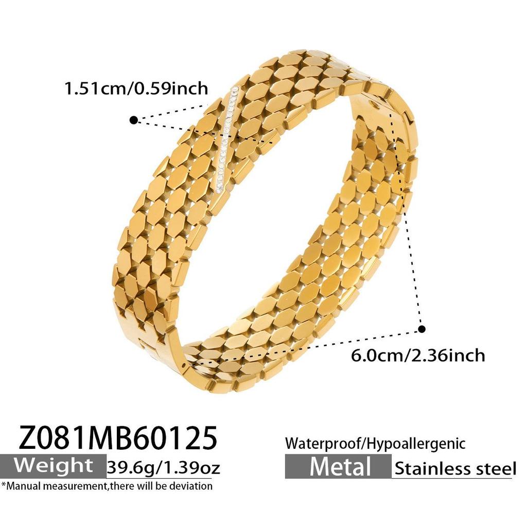 18k Gold-Plated Geometric Mesh Buckle Bracelet - Chic European & American Designer Fashion