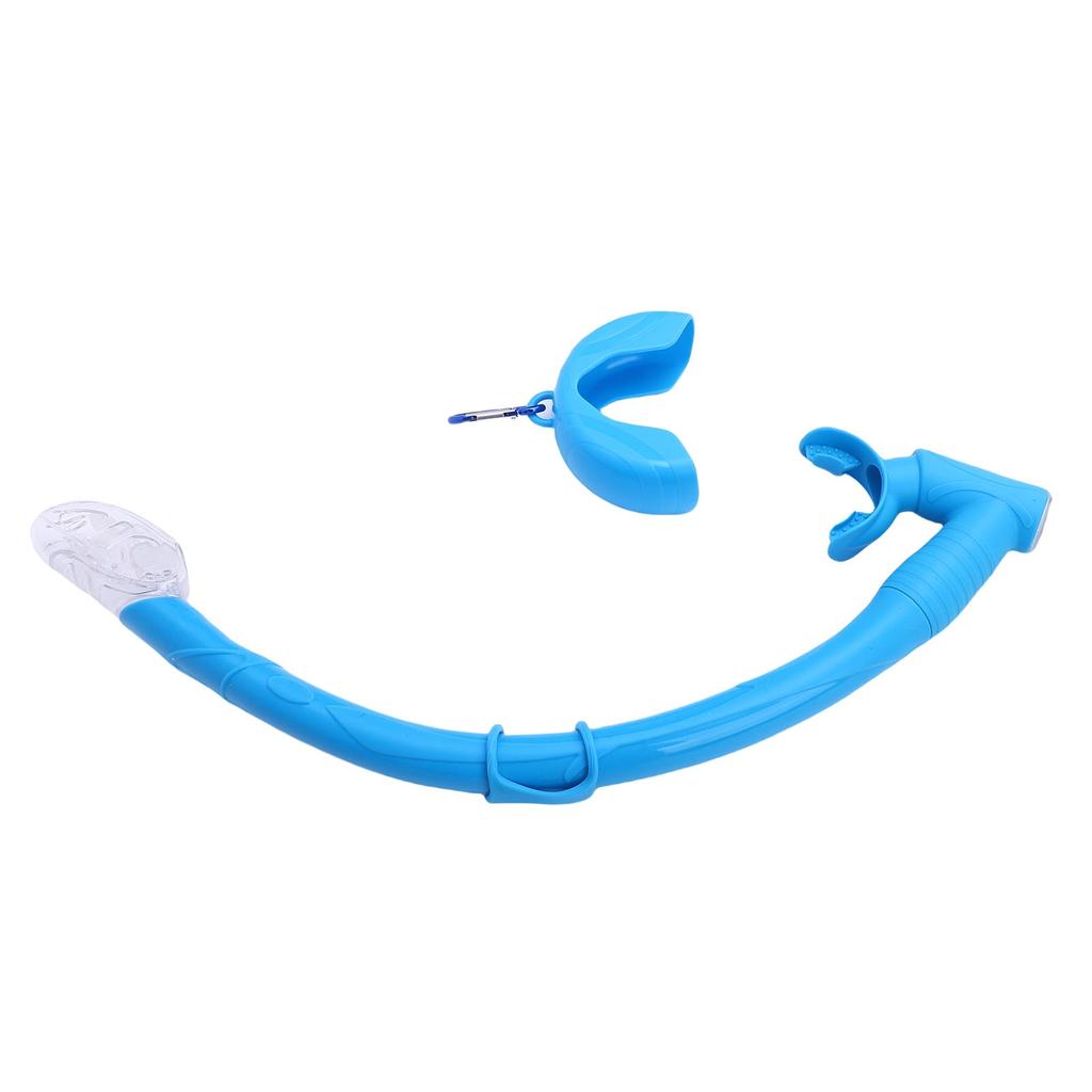 Freediving Snorkel 2 in 1 Silicone Streamlined Soft Flexible Roll Up Folding Snorkel Tube for Scuba Diving Blue