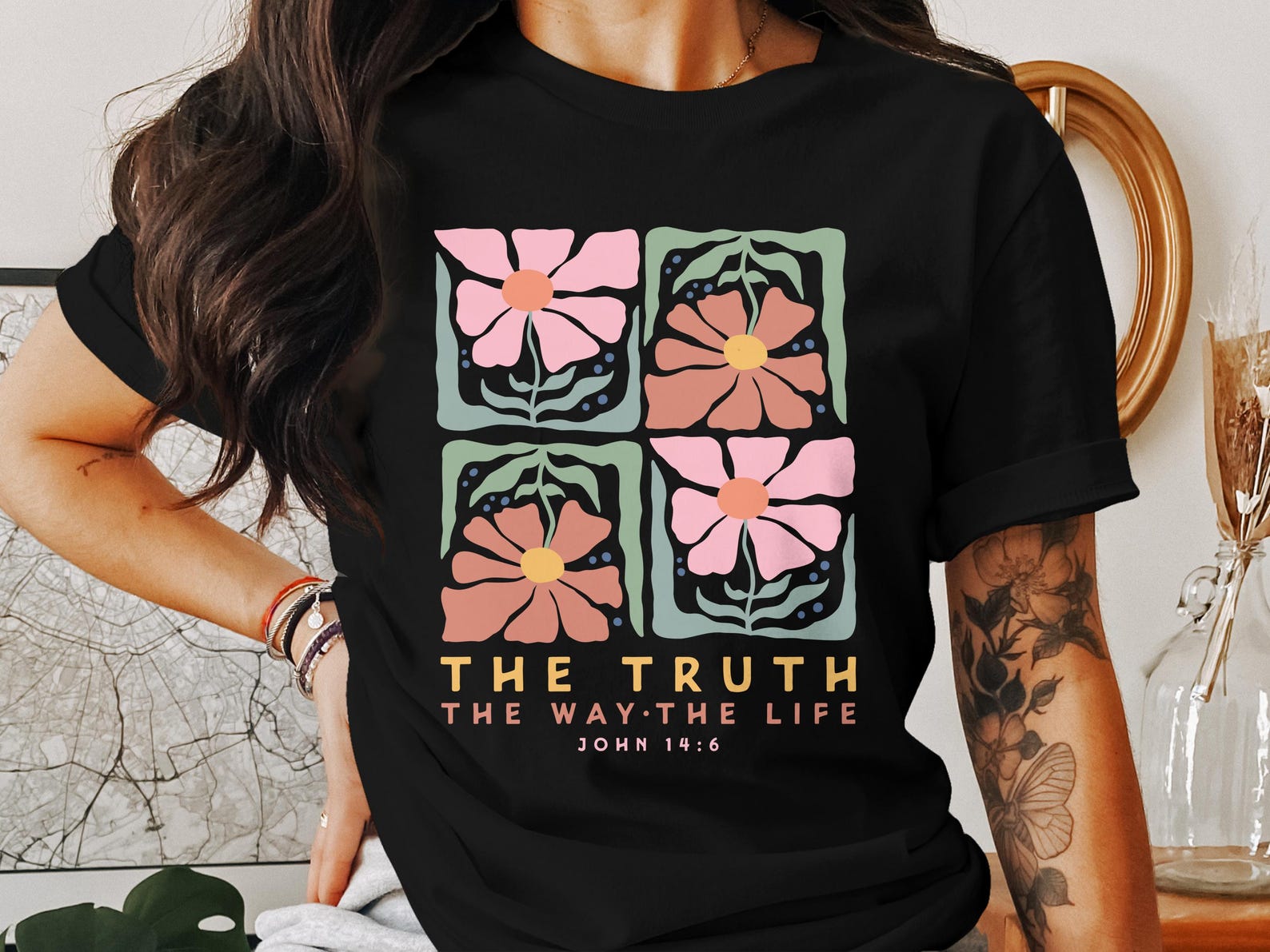 Christian T Shirt, John 14 6, The Way The Truth The Life, Bible Verse Shirt, Religious Gift, Faith Based Shirt, Jesus Tee, God Shirt M