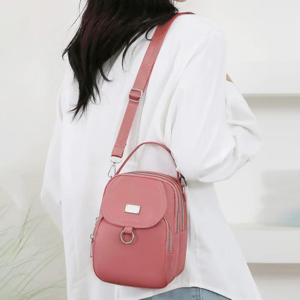 1PC Lady Casual Messenger Bag  Solid Color Multi-function Purse Multi-layer Lightweight Oxford Handbag  Suitable for Going Out