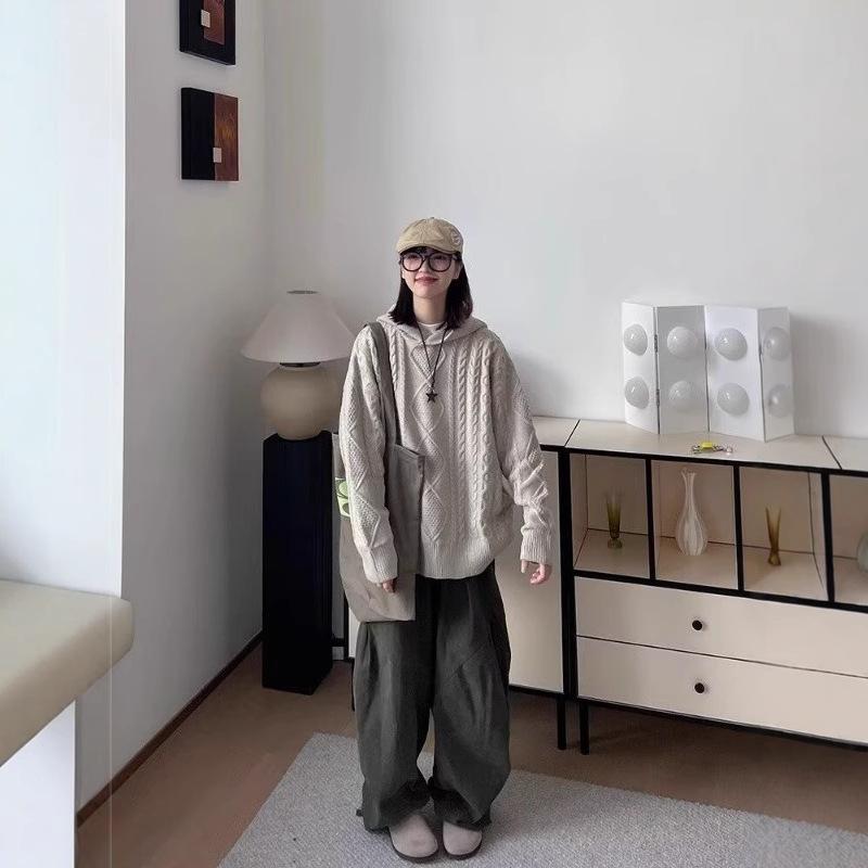 Fat Brother Men's Wide Leg Retro Pleated Pants: Elastic Waist, Loose Fit, Floor-Length, Hong Kong Style for Spring & Autumn