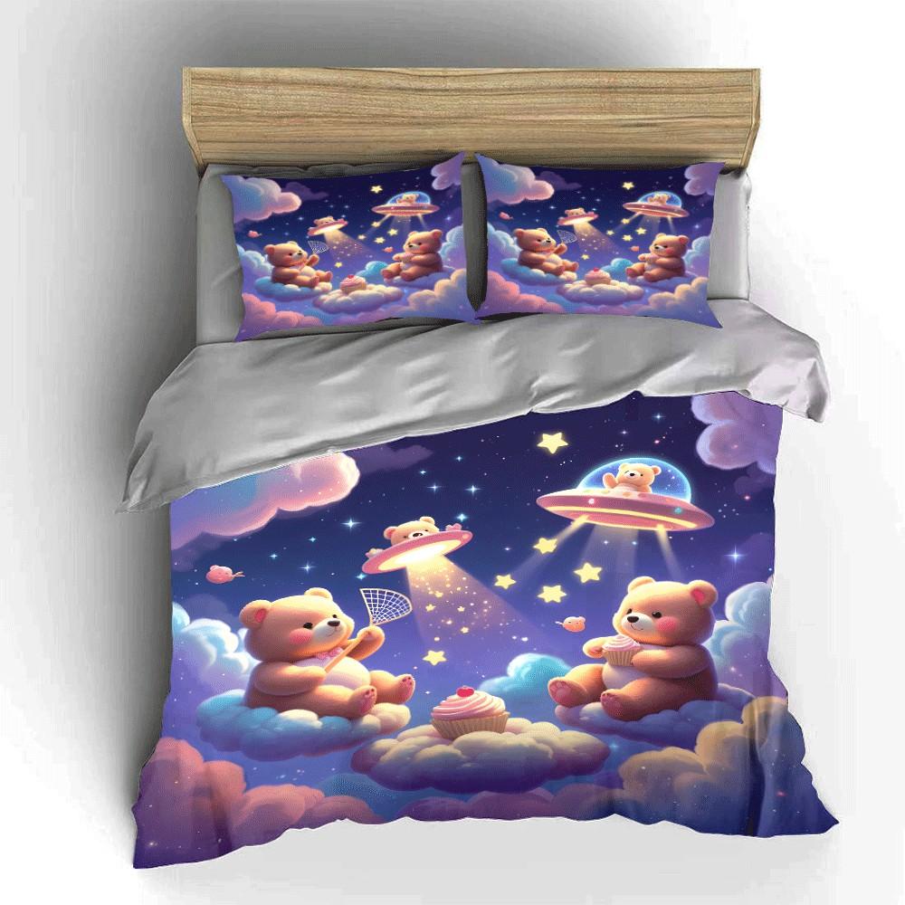 Teddy Bear Dreamland Gift Set Exquisite Three-Piece Bedding Set Gift For Kids And Adults