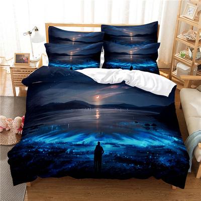 Fantasy Landschaft Strand Bettwäsche Set Nacht Romantisch 3D Bettbezug Set Bettdeckenbezug Twin Queen King Einzelgröße für Mädchen Jungen