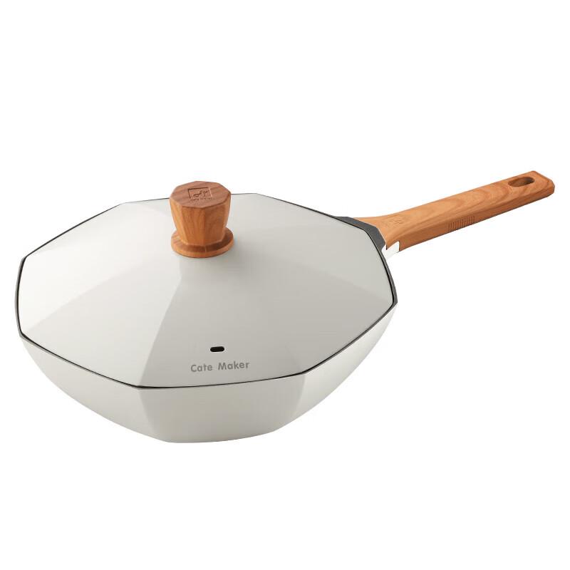 Katemark Wood Stone Series Octagonal Titanium Wok