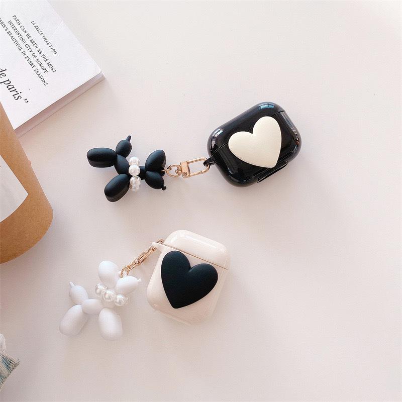 Solid Color Big Love Simple Bluetooth Headset Protective Case Airpods 1 Generation/2 Generation/3 Generation/Airpods Pro