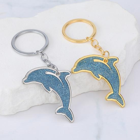 Sparkling Dolphin Keychain Pendant Lightweight Metal Keychains Creative Cartoon Animal Keyring Sea Themed Keychain for Men Women