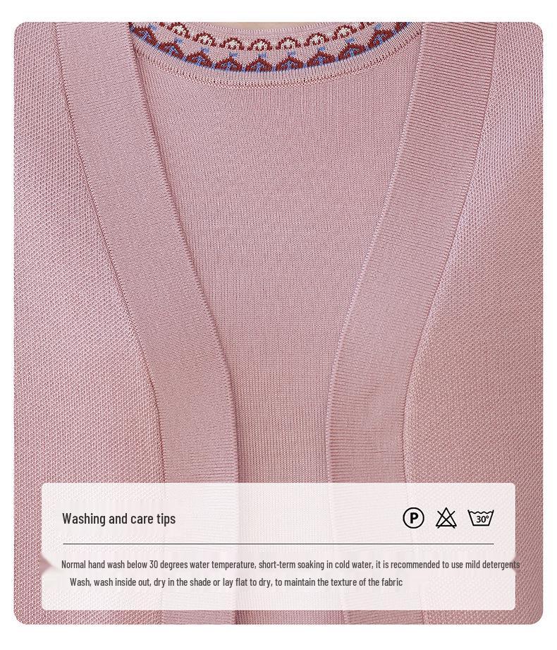 Chic Spring & Autumn Korean Knit Sweater Coat Set for Middle-Aged & Elderly Women