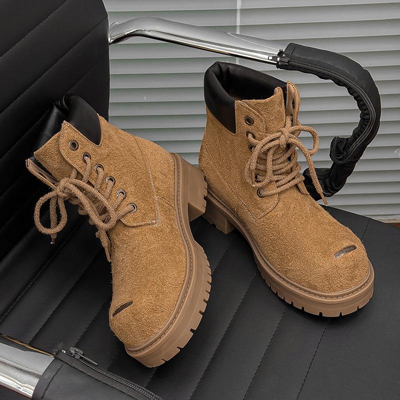 

Mickey Yellow Men s Retro Height-Boost Motorcycle Martin Boots with Thick Soles 39