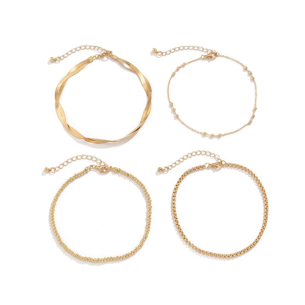 Accessories, Creative Snake Bone Chain Woven Set Anklet Women, Niche Simple Beaded Chain Foot Decoration