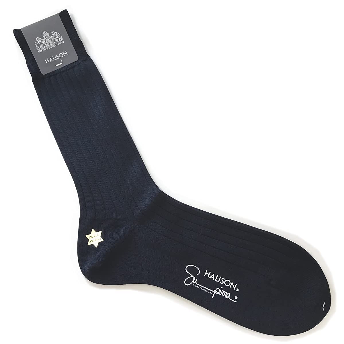 

Классические носки в рубчик Harrison Supima с кеттельным швом, (военно-морской флот)