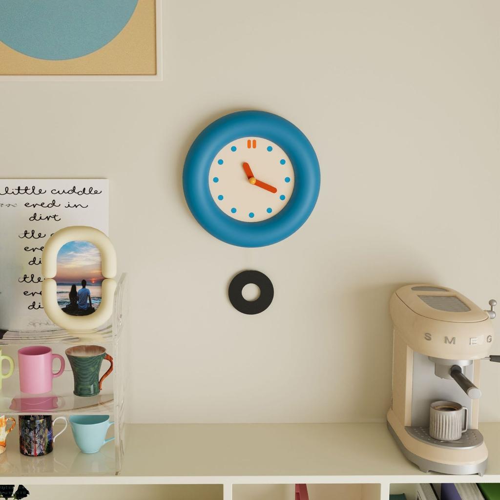 Minimalist Donut Round Desk Wall Clock Room Decoration Frame Silent Quartz Table Clock Kids Room Bedroom Office Home Decor Gifts