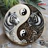Yin Yang Schwarz-Weiß-Tiger mit Lotusblume Metallblechschild