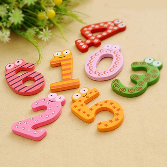 10Pcs Cute Wooden Fridge Magnet Number 0-9 Kids Colorful Educational Toy Set