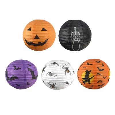 Halloween Papierlaternen Hängende Dekorative Kürbislaterne Spinne Fledermaus Skelett Laterne für Halloween Party Deko Zubehör