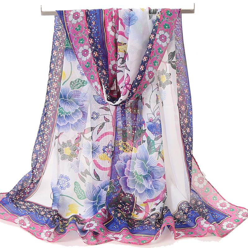 

Шарф женский весенний шифоновый длинный шелковый шарф женский тонкий шарф весна осень сотня с зимним солнцезащитным кремом пляжные саронги 160*50cm