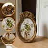 Photo Frame Oval Tabletop/Wall Hanging Retro Design Picture Display for Office Hallway Bedroom