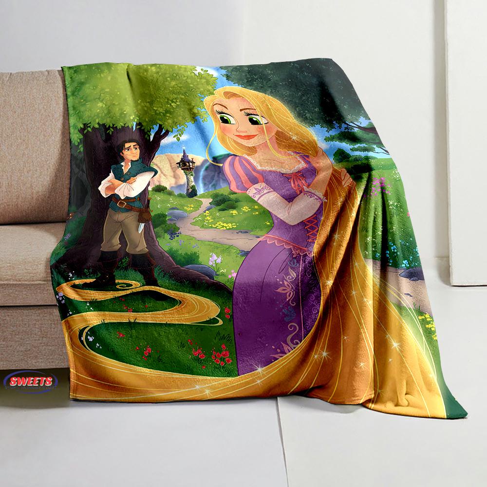 3D Classic Princess Rapunzel Cartoon Flannel Blanket for Bed Bedroom Sofa Picnic, Blanket for Cover Outdoor Leisure Nap Gifts