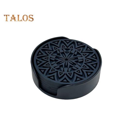 

Набор из 6 силиконовых подставок для напитков, утолщенный нескользящий коврик под чашку с держателем, термостойкий поднос для кофе для горячих холодных напитков чёрный