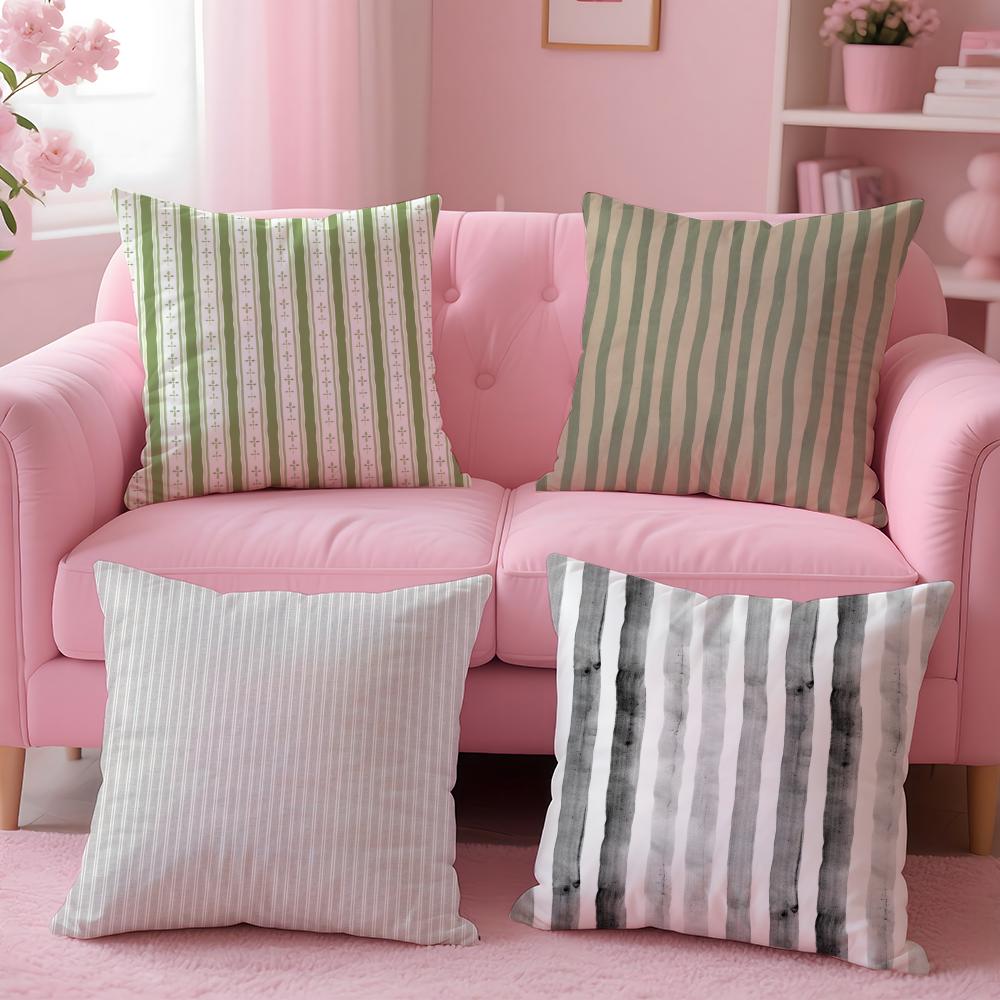 Stripes Cushion Cover Comfortable Reversible Pillow Cover Ideal for Car Sofa Bedroom Beyond