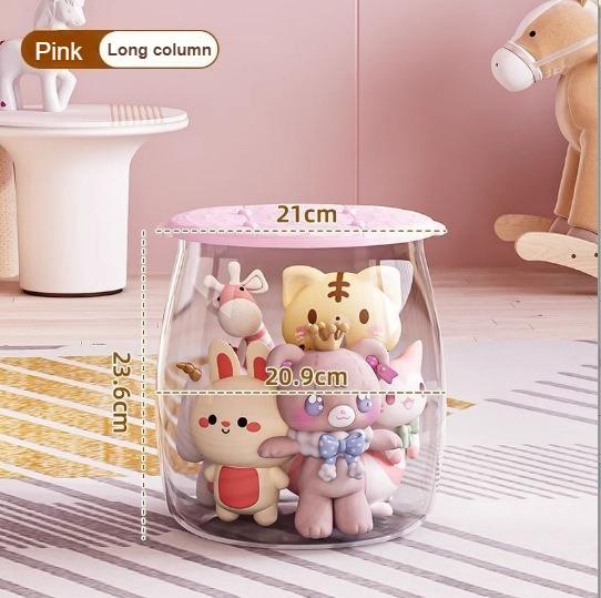 Transparent Sitting Storage Stool, Children's Plush Doll Storage Bucket, Toy Miscellaneous Items, Convenient Storage Box