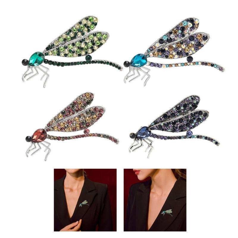 Exquisite Alloy Dragonflies Brooch Featuring Rhinestones Fashion Elegant Brooch Alloy Texture for Adding Sophistication