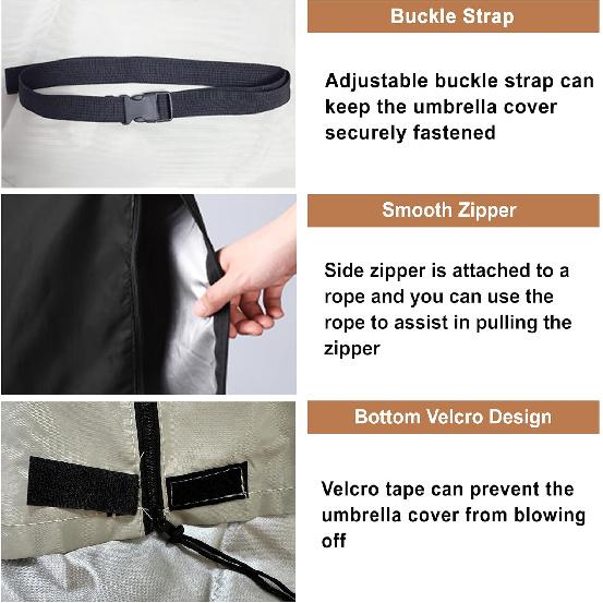 POYEE Umbrella Cover, 420D Waterproof Outdoor Patio Umbrella Cover for 7ft To 9ft Market Umbrella, Beige