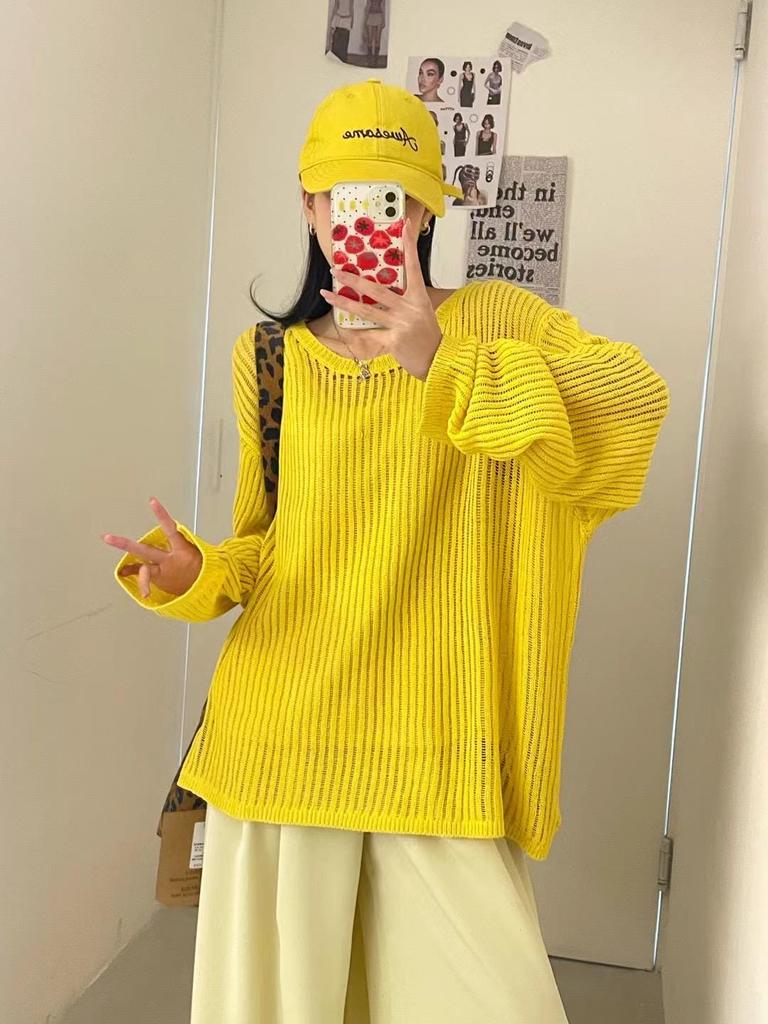 Da 7 Women's Summer Plus Size Casual Loose Knit Sunscreen Cardigan - Korean Style