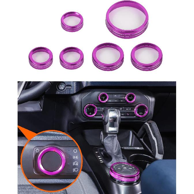 Savadicar CKT01 Billet Aluminum Control Knob Trim Sets, Headlight/4WD/HVAC Climate Control Knob Ring Bezels, Air Conditioner/Radio Switch Cover for