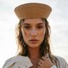 Frankreich Vintage High-End Malerbaretts Für Damen Sommer Papierstroh Handgewebte Pillbox-Mütze Matrosenmütze Outdoor Atmungsaktiver Sonnenhut