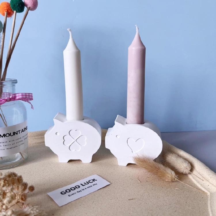 Animal Silicone Candle Holder Mold Pig Shape Silicone Candle Mold For Epoxy Resin Making Candle Soap and Cement Craft