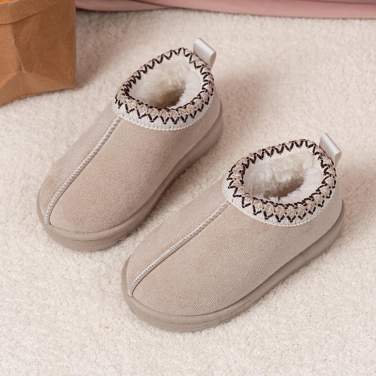 

Осень и Зима Плюшевые Толстые Детские Снежные Ботинки Детские Хлопковые Ботинки Для Мальчиков и Девочек Толстые Короткие Ботинки 19 бежевый