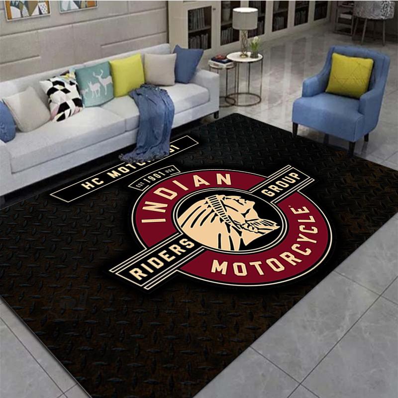 Retro plyšový koberec Indian Motorcycles, okna v ložnici, domácí dekorační koberec u postele, dárek pro muže na motocykly pro těžký provoz