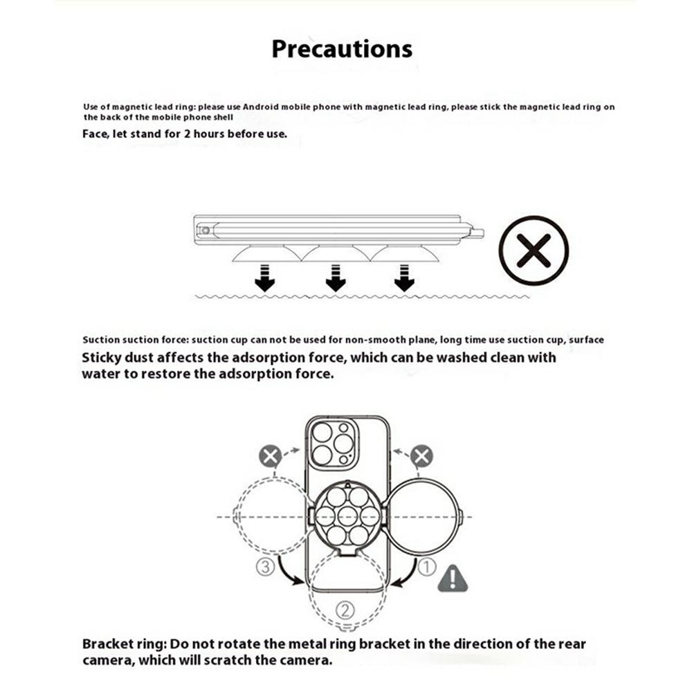 TELESIN P3-SUS-01 Suction Cup Phone Mount Magnetic Mirror Glass Portable Silicone Phone Ring Holder