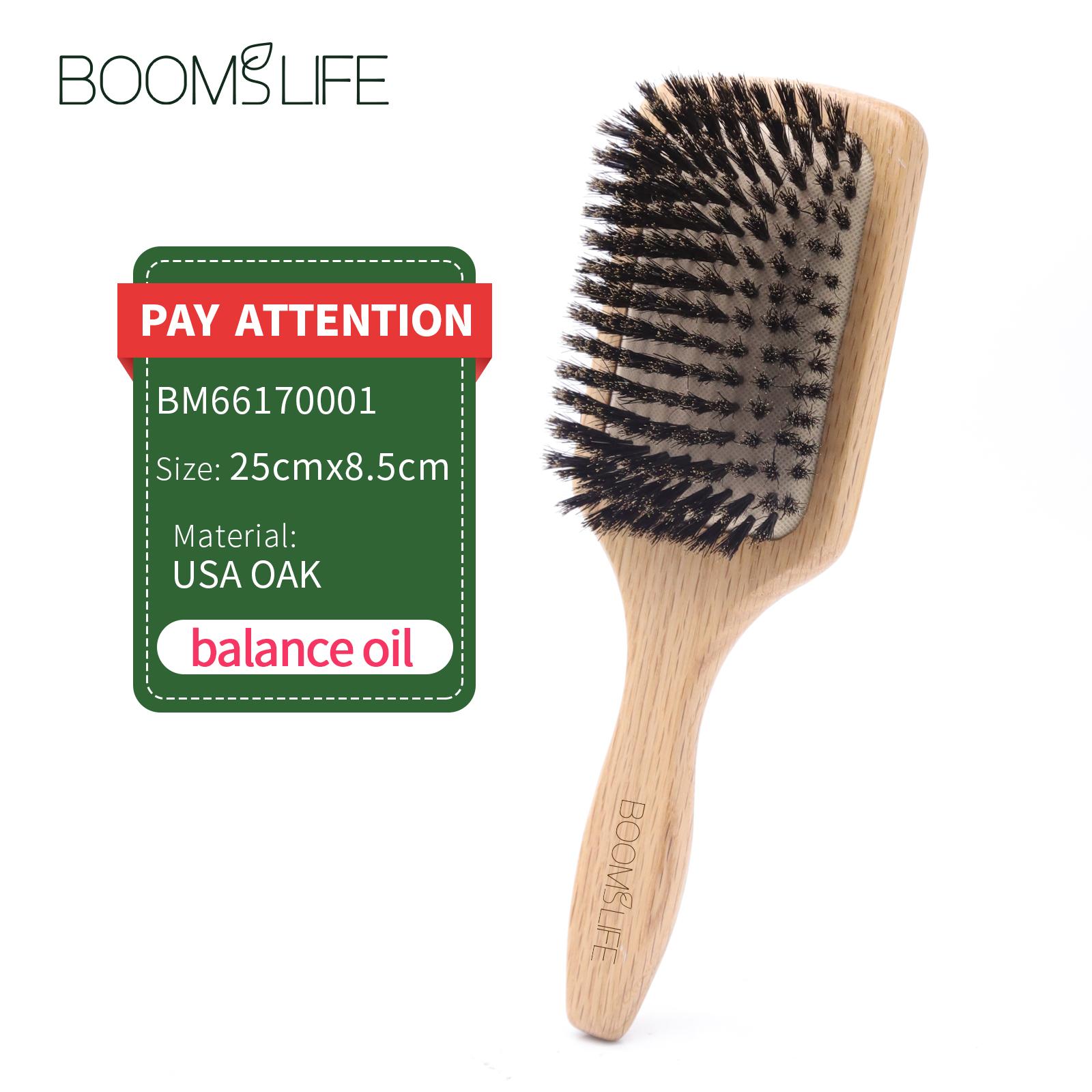 Boar Bristle HairBrush Wood Hair Brush Peine OAK Wood Combs for Women Barber Beauty Care Paddle Scalp Massage Brush Boar Bristle 1