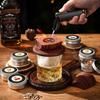 Kit Defumador de Whiskey com Lascas de Madeira - 4 Sabores Defumador Infusor para Bebidas Old Fashioned para Bartender Cocktails Aniversário Presentes de Bourbon