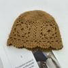 Double-layer handmade crochet hollow bag hat female elegant versatile knitted pullover hat autumn and winter breathable travel cold hat