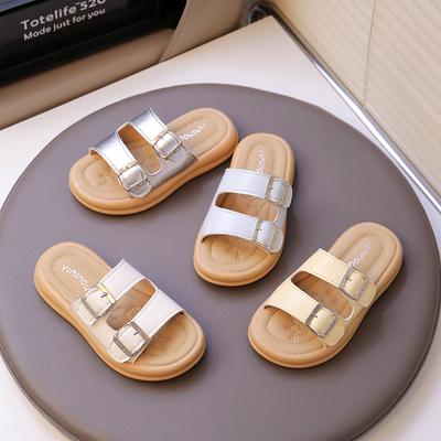 Ciabatte per Bambini da Esterno Retrò Scarpe da Spiaggia per Bambini Suola Morbida Stile Coreano Estate 2025 Nuove Sandali da Bambina Eleganti Chic Dolci Chic