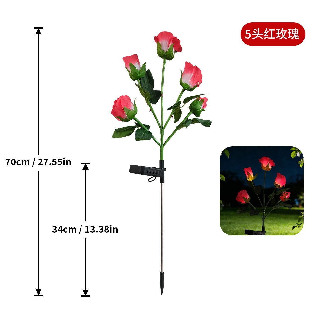 

JYL TS/128,Simulation Rose Solar Charging Ground Stake Lawn Light Rosa Lamp for Garden Decor Night Lamp One Size старий золотий колір