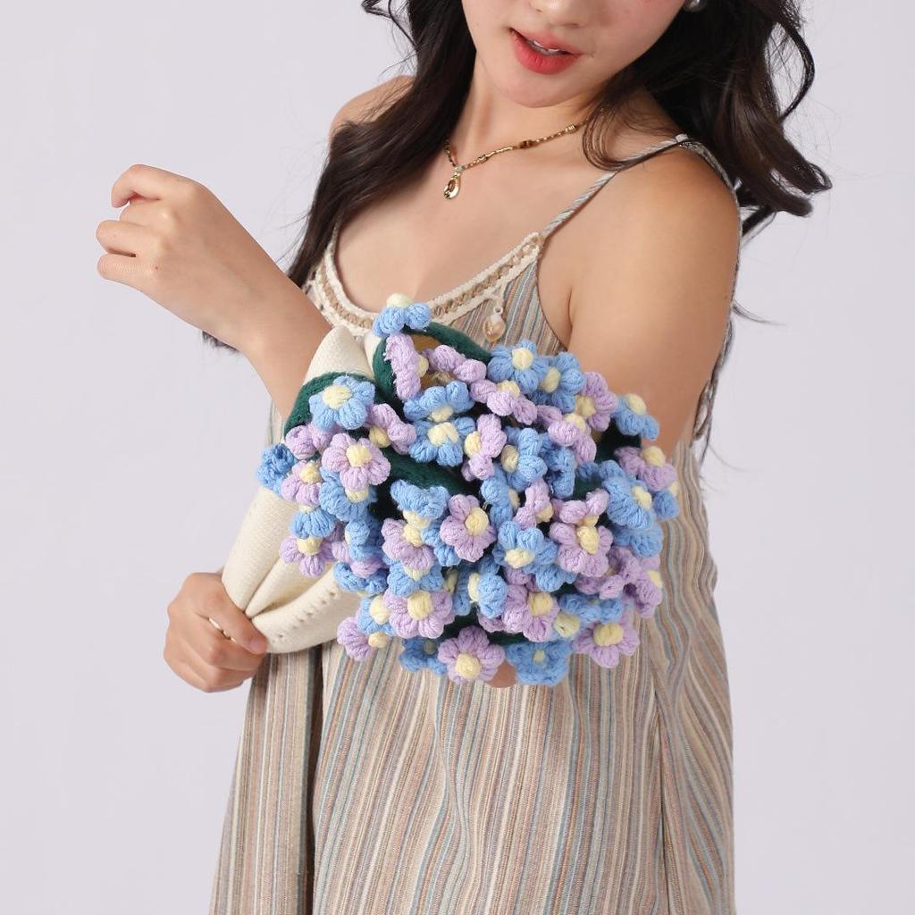 Hand-knitted Rose Bouquet Flower Blanket for Office Naps