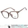 Square Large Frame Anti Blue Light Glasses Trendy Rivet Optical Clear Eyeglass Customizable Prescription Spectacles #302731