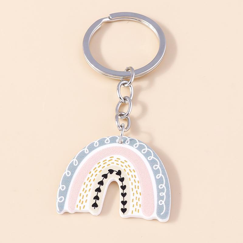 Colorful Rainbow Keychain Smile Cloud Key Rings Resin Key Chains for Women Girls Handbag Gift Jewelry Accessories