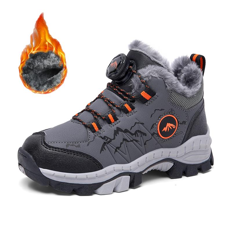 

Зимові дитячі теплі демісезонні черевики з плюшем для активного відпочинку, бавовняні черевики для хайкінгу, бавовняні черевики для хайкінгу, снігові чоботи 31-40 36 сірий