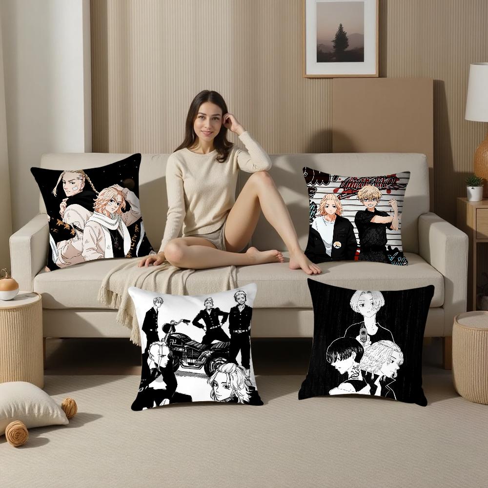 Anime T-Tokyo Revengers Pillow Case Plush Fabric Soft Pillowcase Double Sided Print Sofa Cushion Cover Throw Pillow Cover