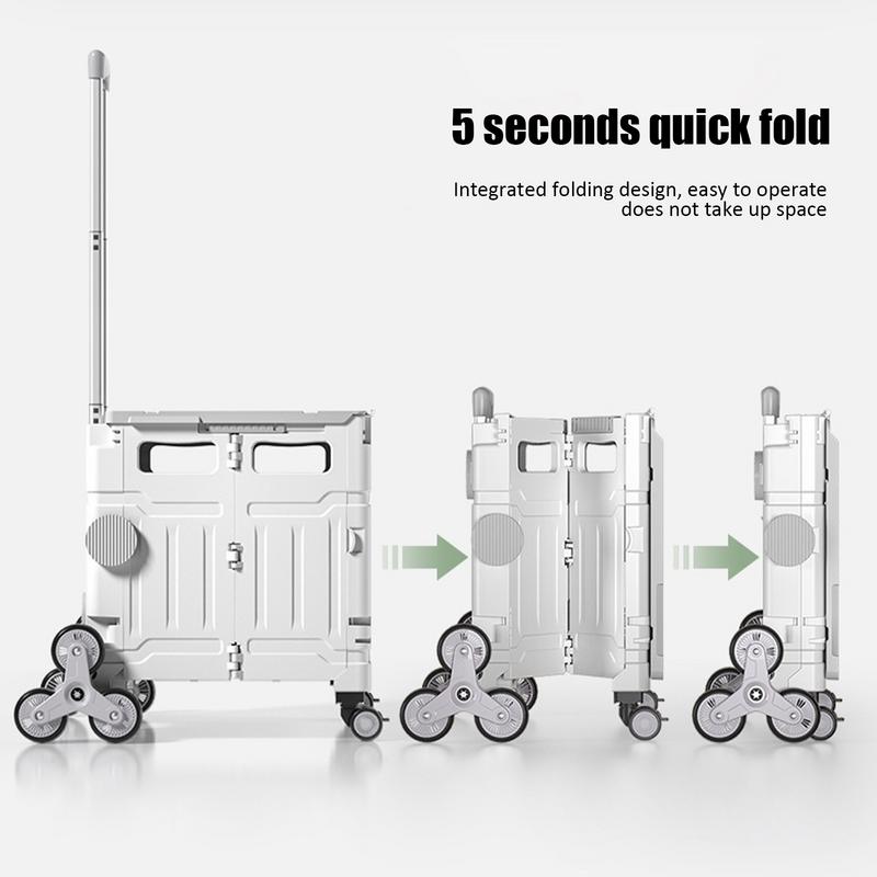 Portable Rolling Crate Rolling Foldable Handcart Heavy Duty Rolling Cart Storage Cart With Telescopic Handle And Lid For Camping
