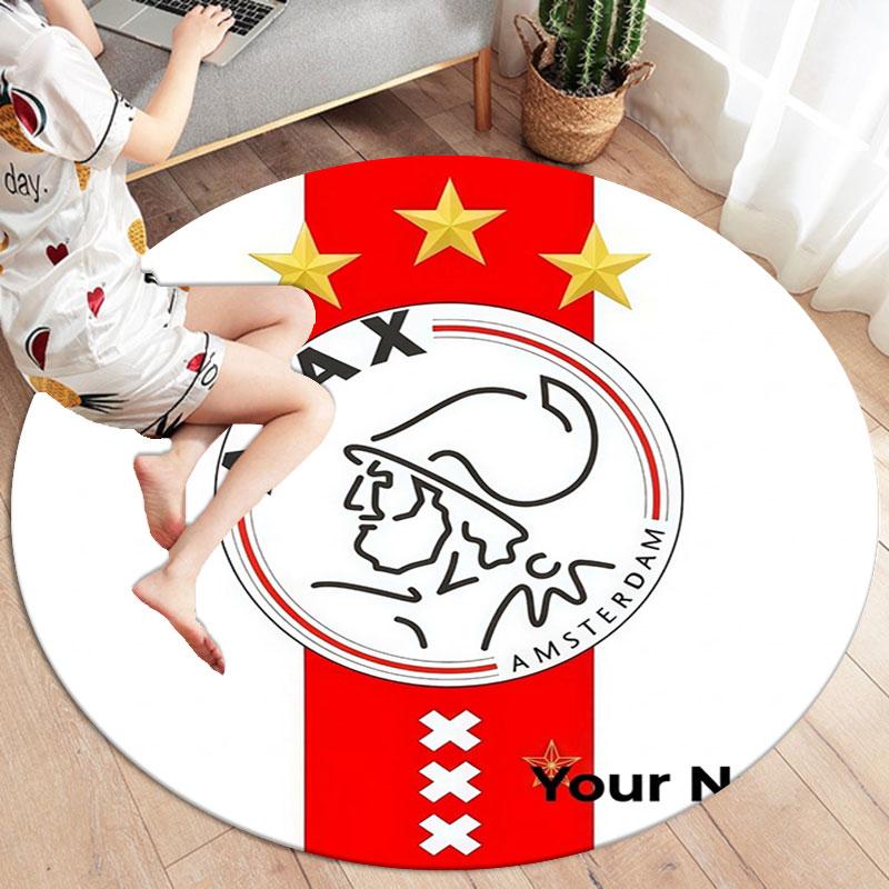 AFC Ajax Custom Name Round Area Rug,Carpet Rug for Living Room Bedroom Sofa Playroom Decor,Non-slip Floor Mat