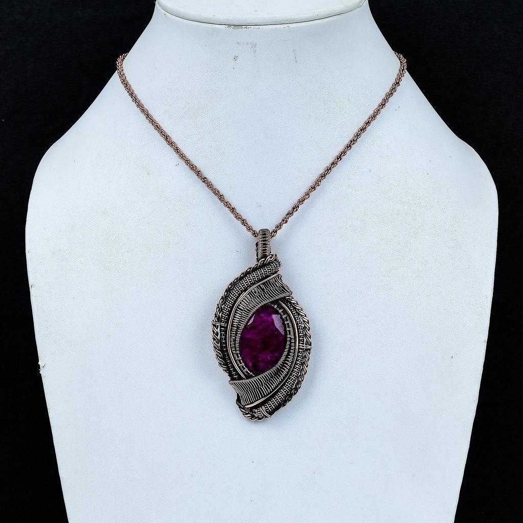 Ruby Zoisite Pendant Gemstone Jewelry, 999 Copper Wire Wrapped Handmade Pendant, Latest Design Jewelry